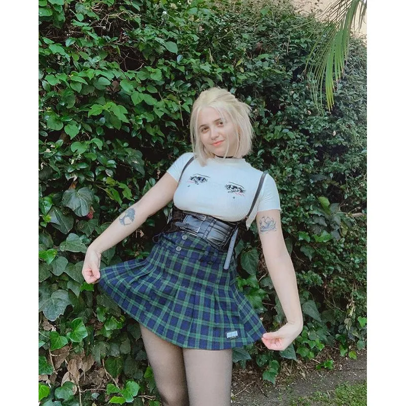 "EMBROIDERED TEARS COMIC EYES" CROP TOP K112015