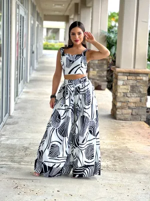"Milla" Printed Pleated Pants Set
