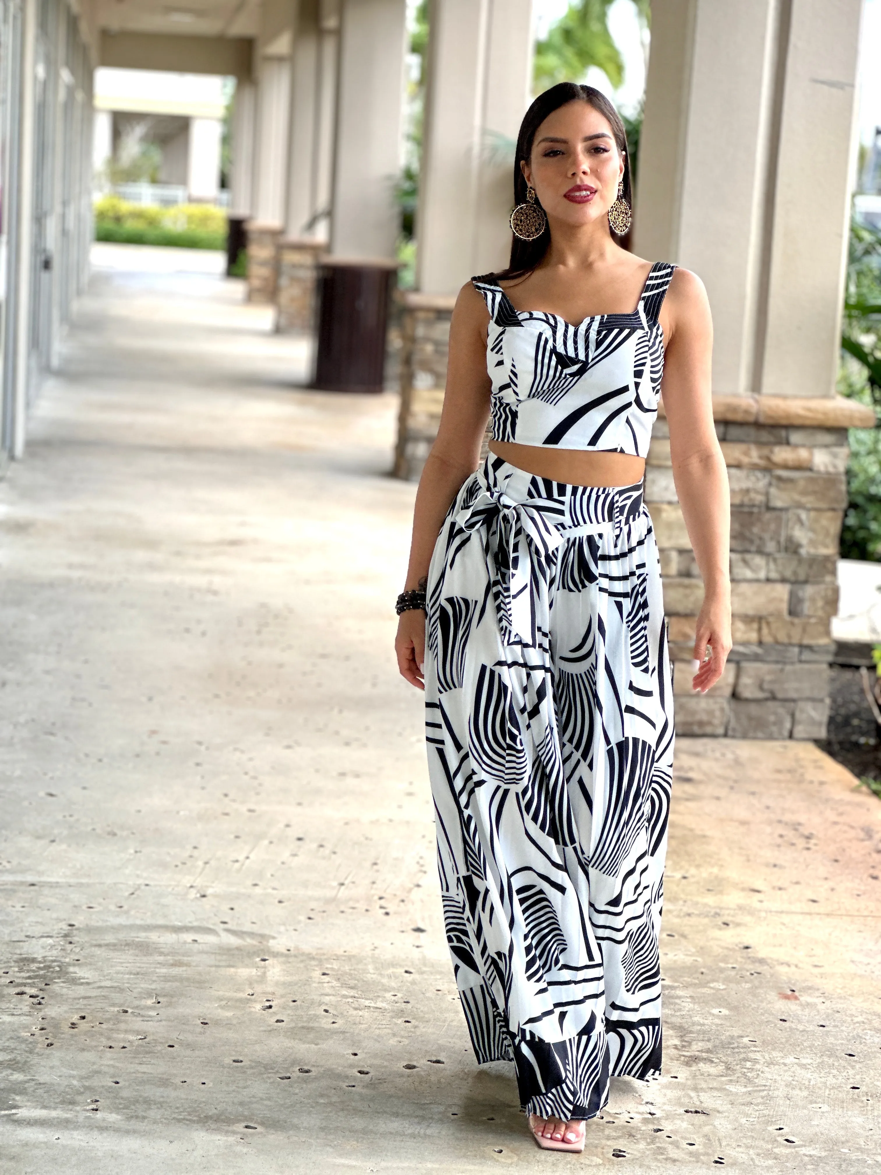 "Milla" Printed Pleated Pants Set