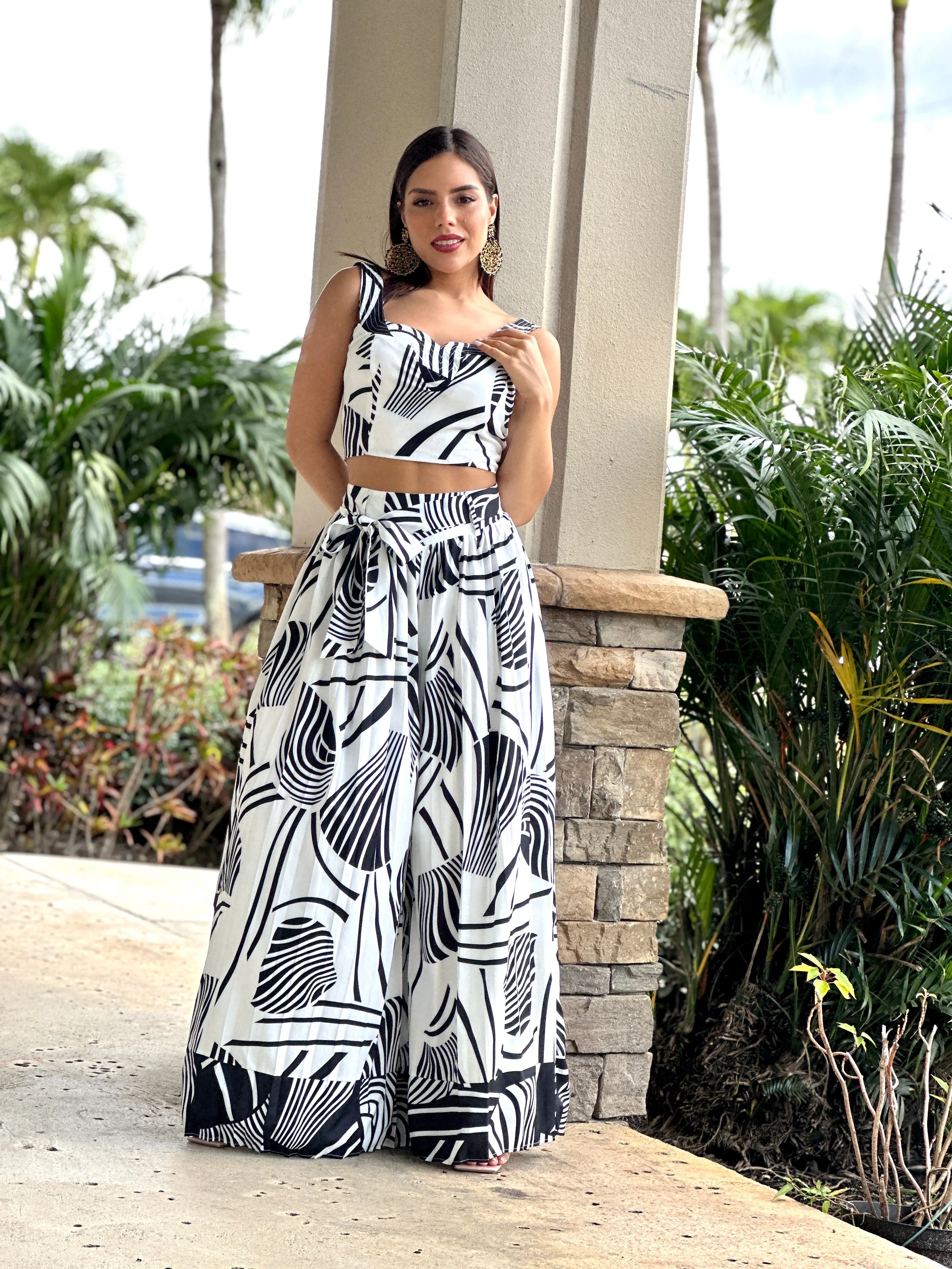 "Milla" Printed Pleated Pants Set