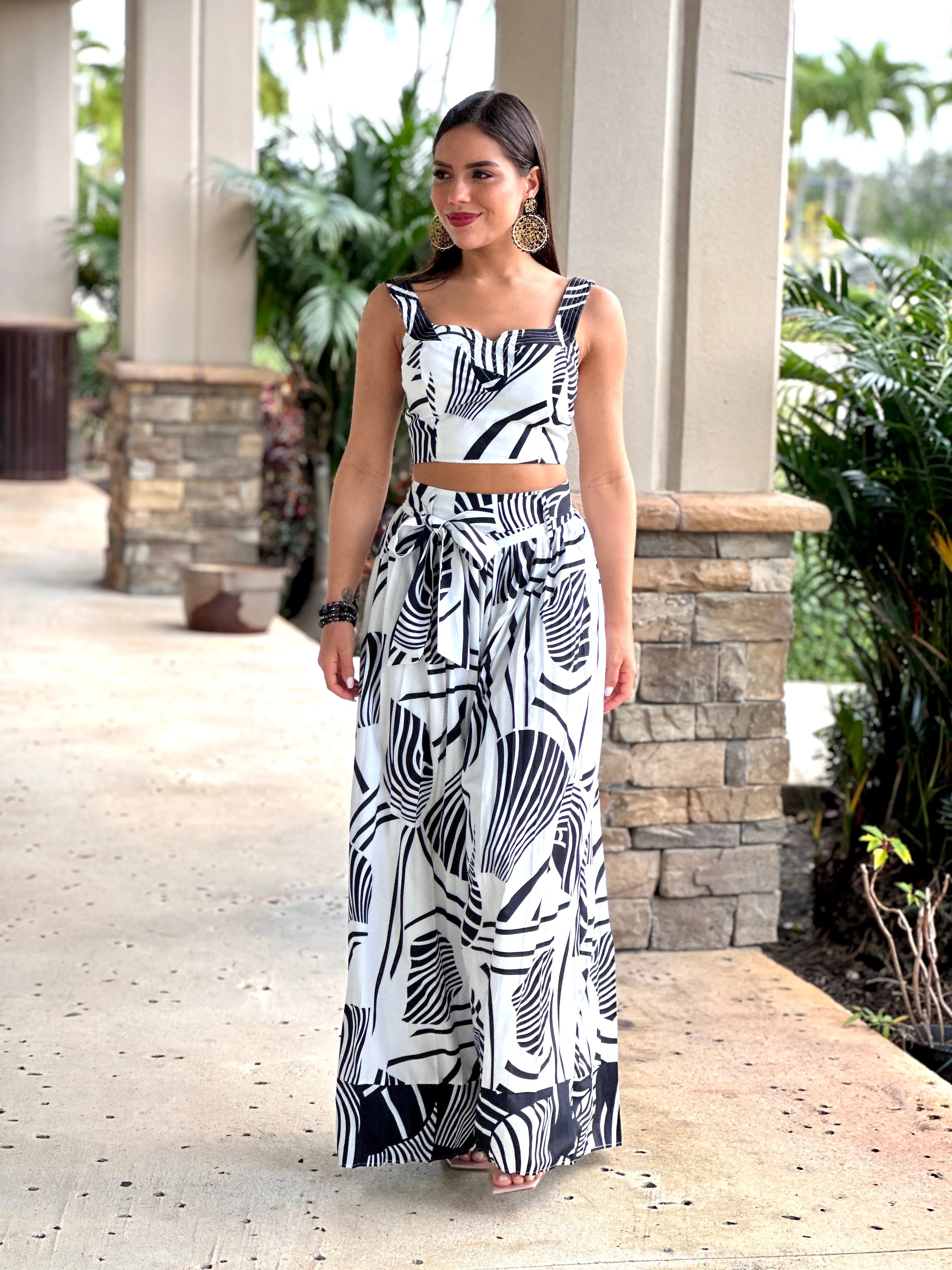 "Milla" Printed Pleated Pants Set