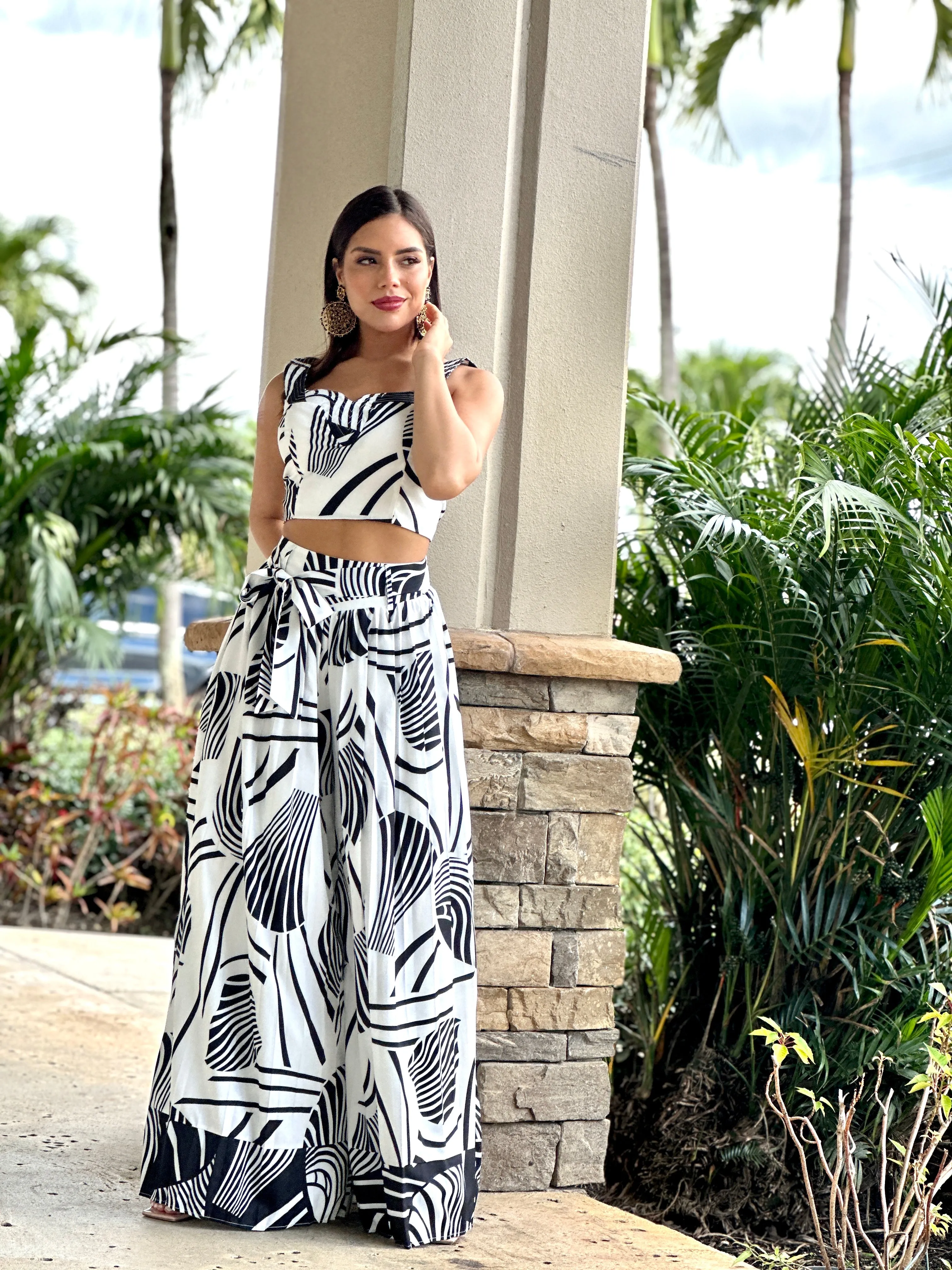 "Milla" Printed Pleated Pants Set