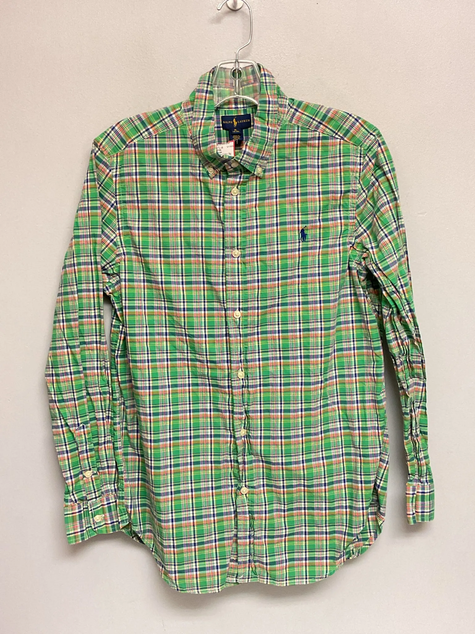 Ralph Lauren Size 16 Green Plaid Cotton Big Boys Shirts & Polos