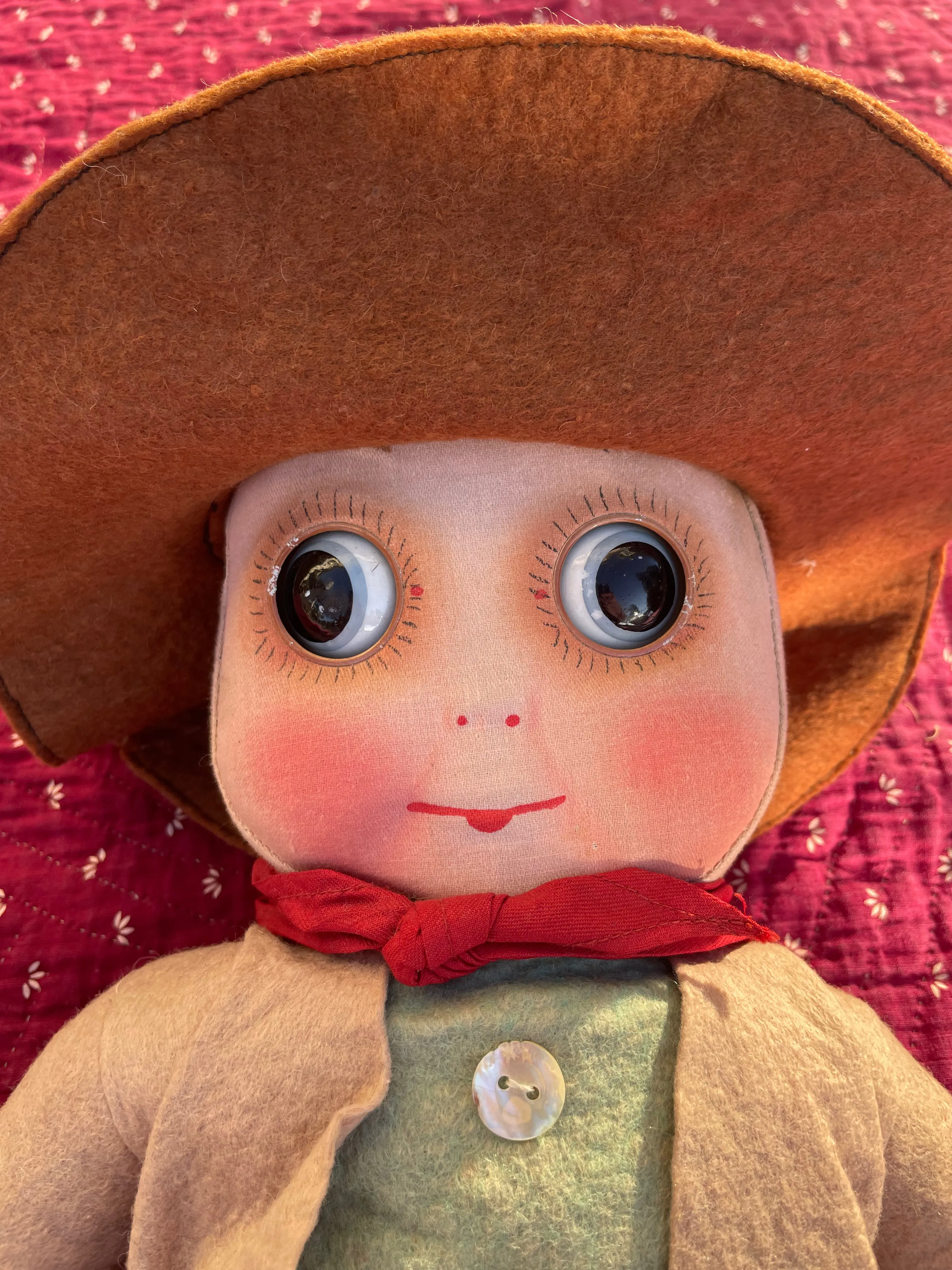 Rare Depression Era Handmade Large Straw Cowboy Doll