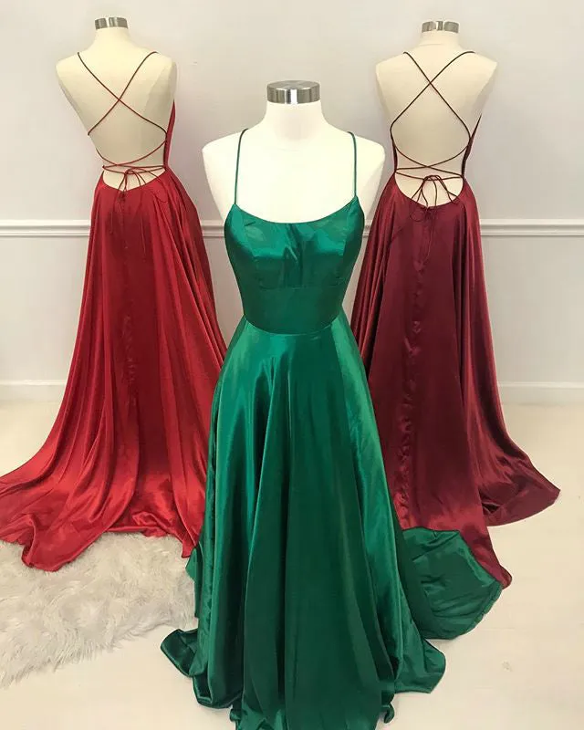 Real Photos Green Prom Dresses with Criss-Cross Straps Sexy Slit Evening Party Gowns 2018 Long