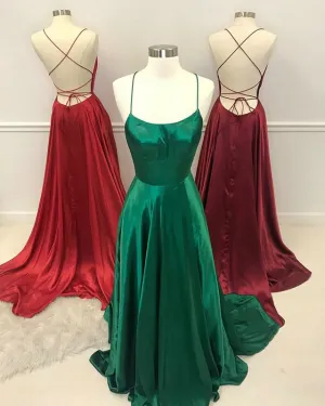 Real Photos Green Prom Dresses with Criss-Cross Straps Sexy Slit Evening Party Gowns 2018 Long
