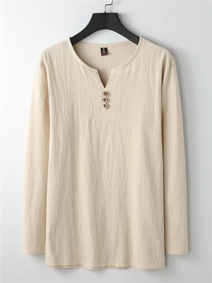 Relaxed Fit 2-Piece Outfit Notched Neck Slit Hem Shirt   Elastic Waistband Full-Length Pants