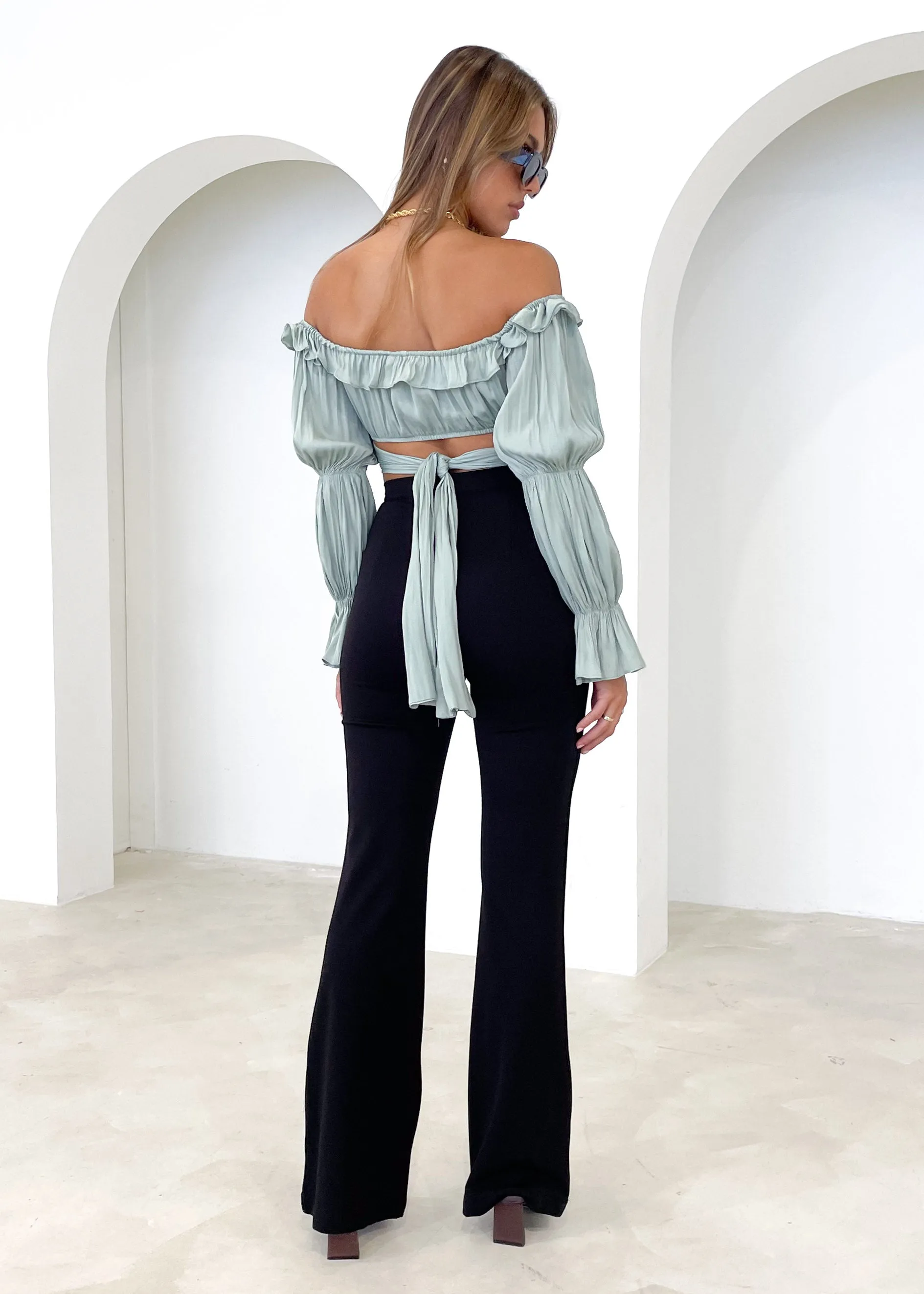 Rexha Off Shoulder Crop - Sage