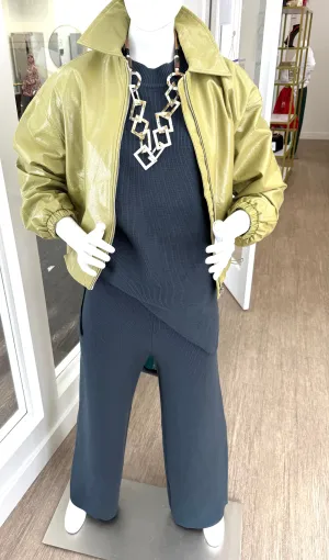 Ribbed Knit Wide Leg Pants