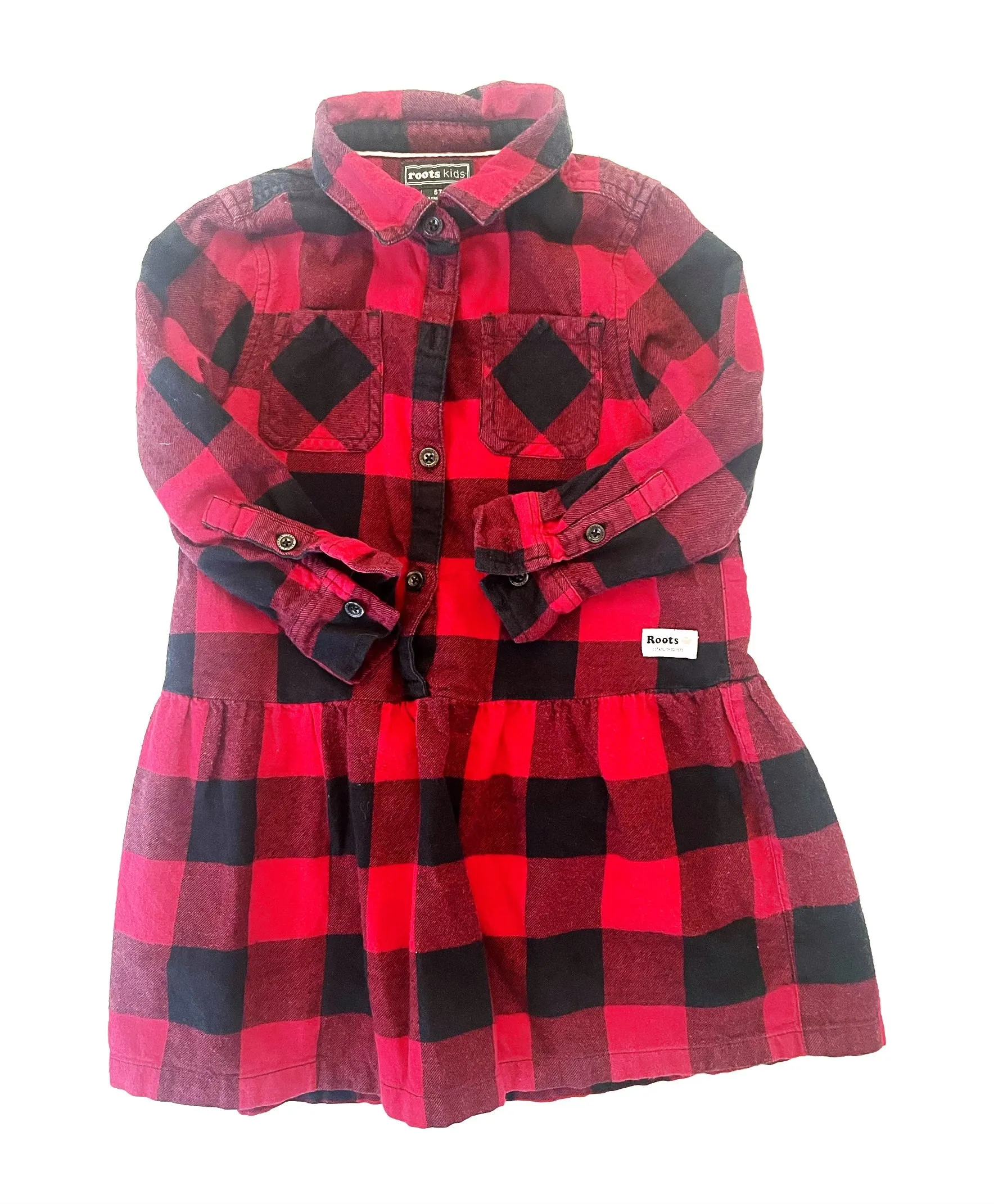 Roots flannel buffalo plaid dress 6-12m