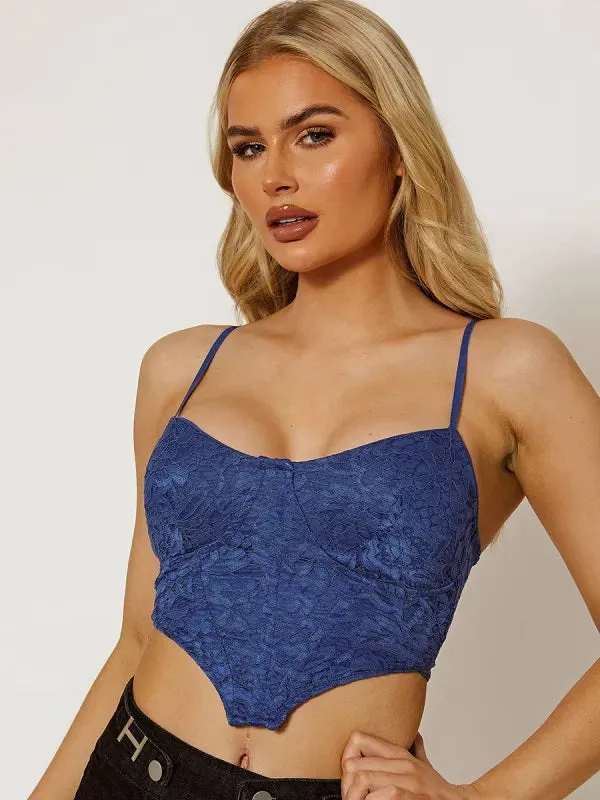 Royal Blue Lace Corset Top