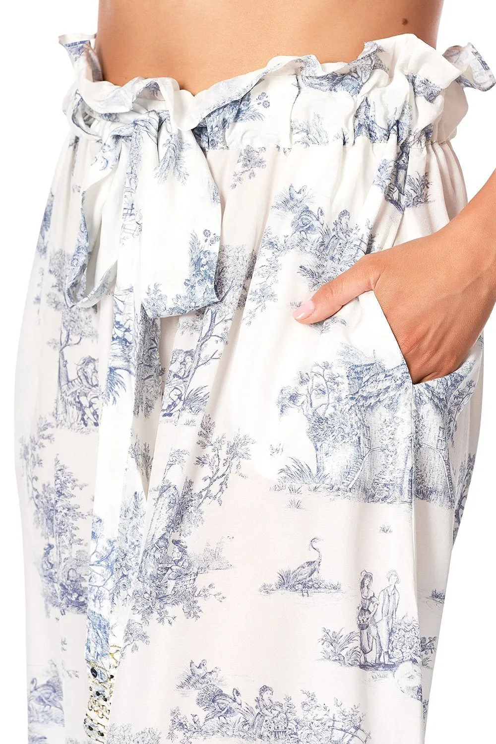 RUFFLE HEM PANTS WITH TIE SOUTHERN BELLE
