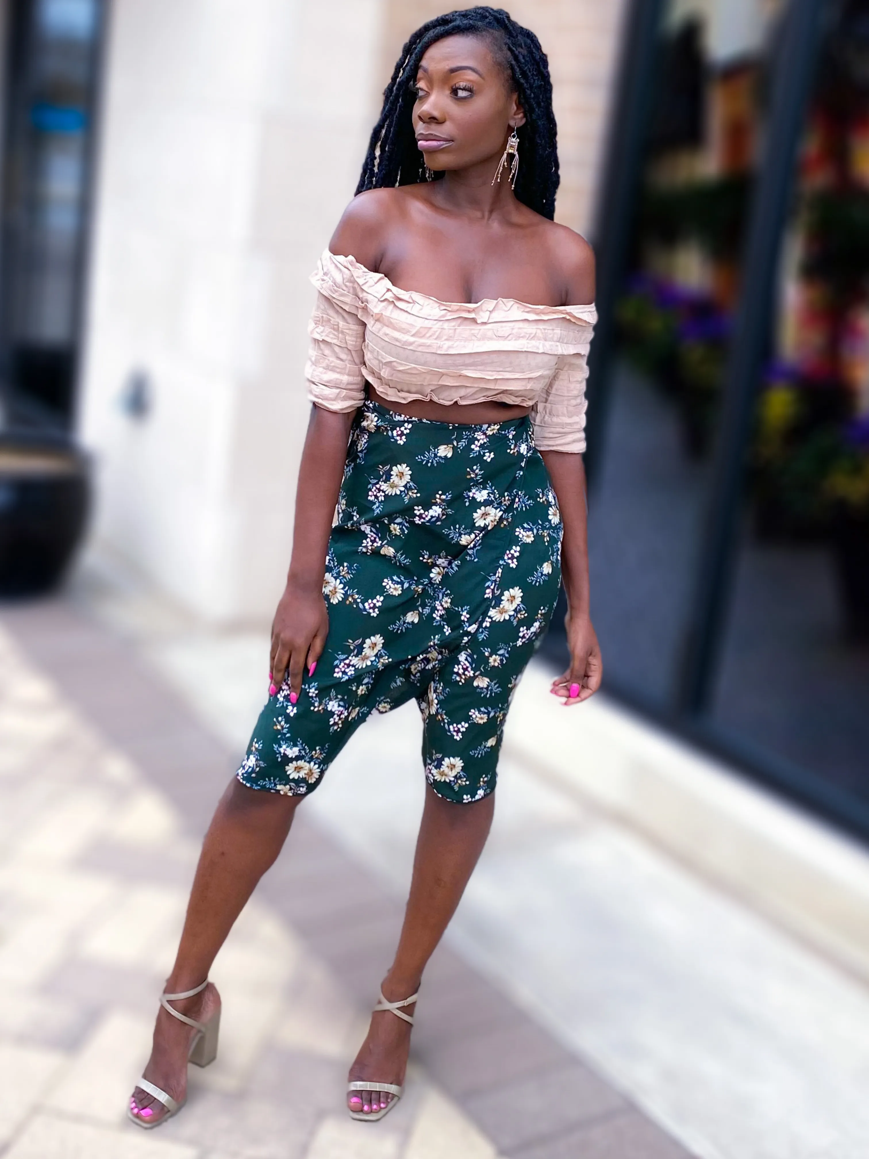 Ruffle Off Shoulder Crop Top