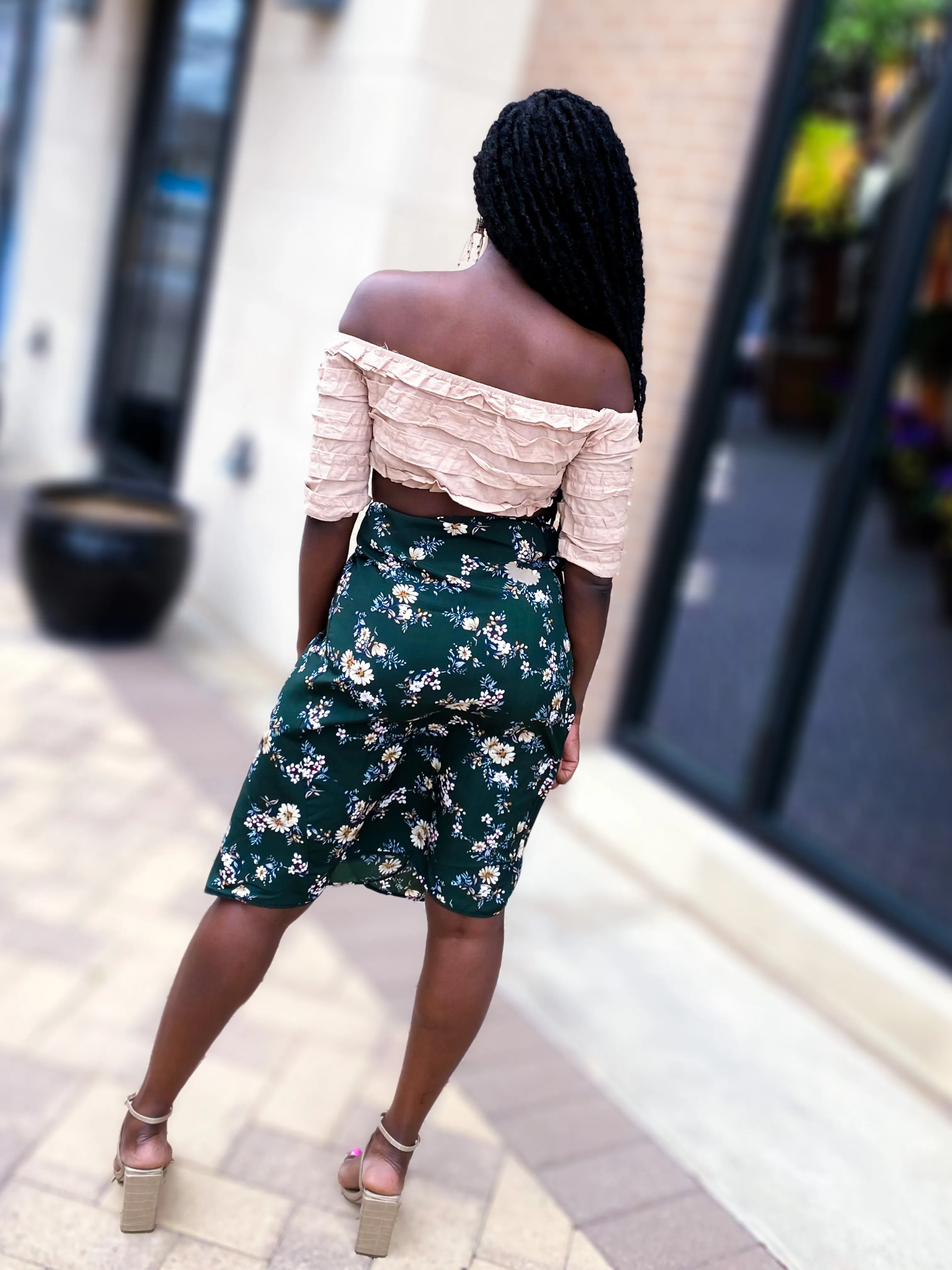 Ruffle Off Shoulder Crop Top