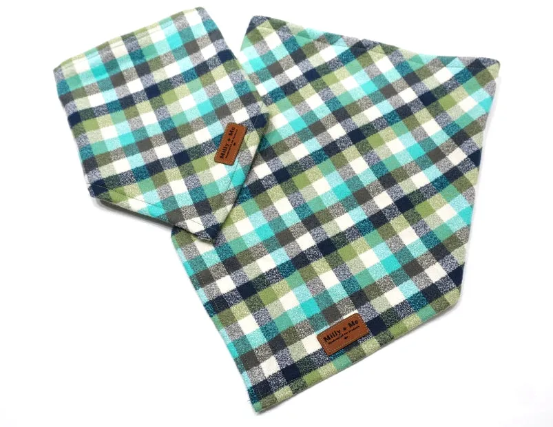Sage Flannel Plaid - Pet Bandana