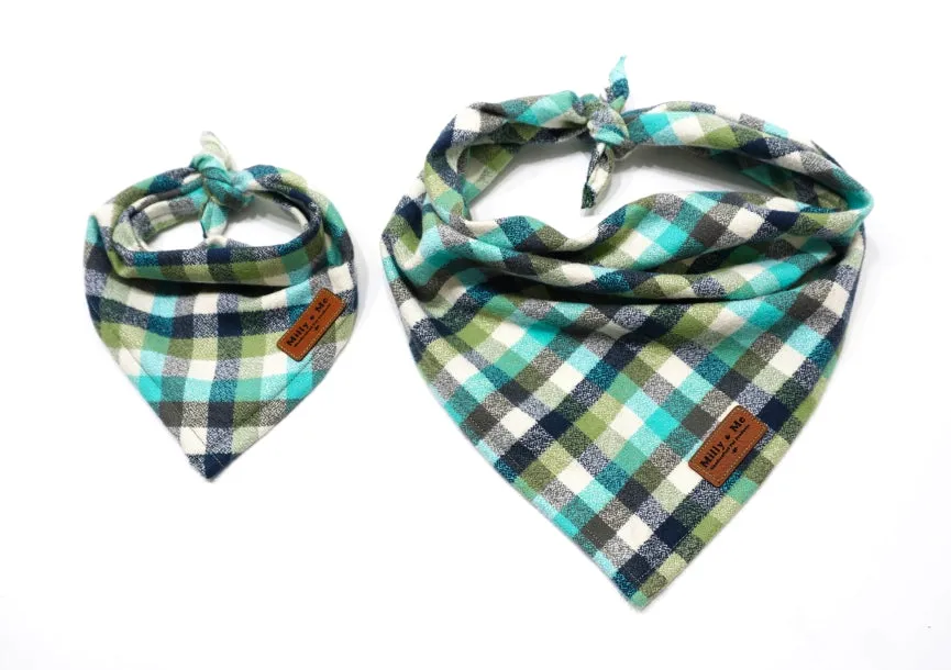 Sage Flannel Plaid - Pet Bandana