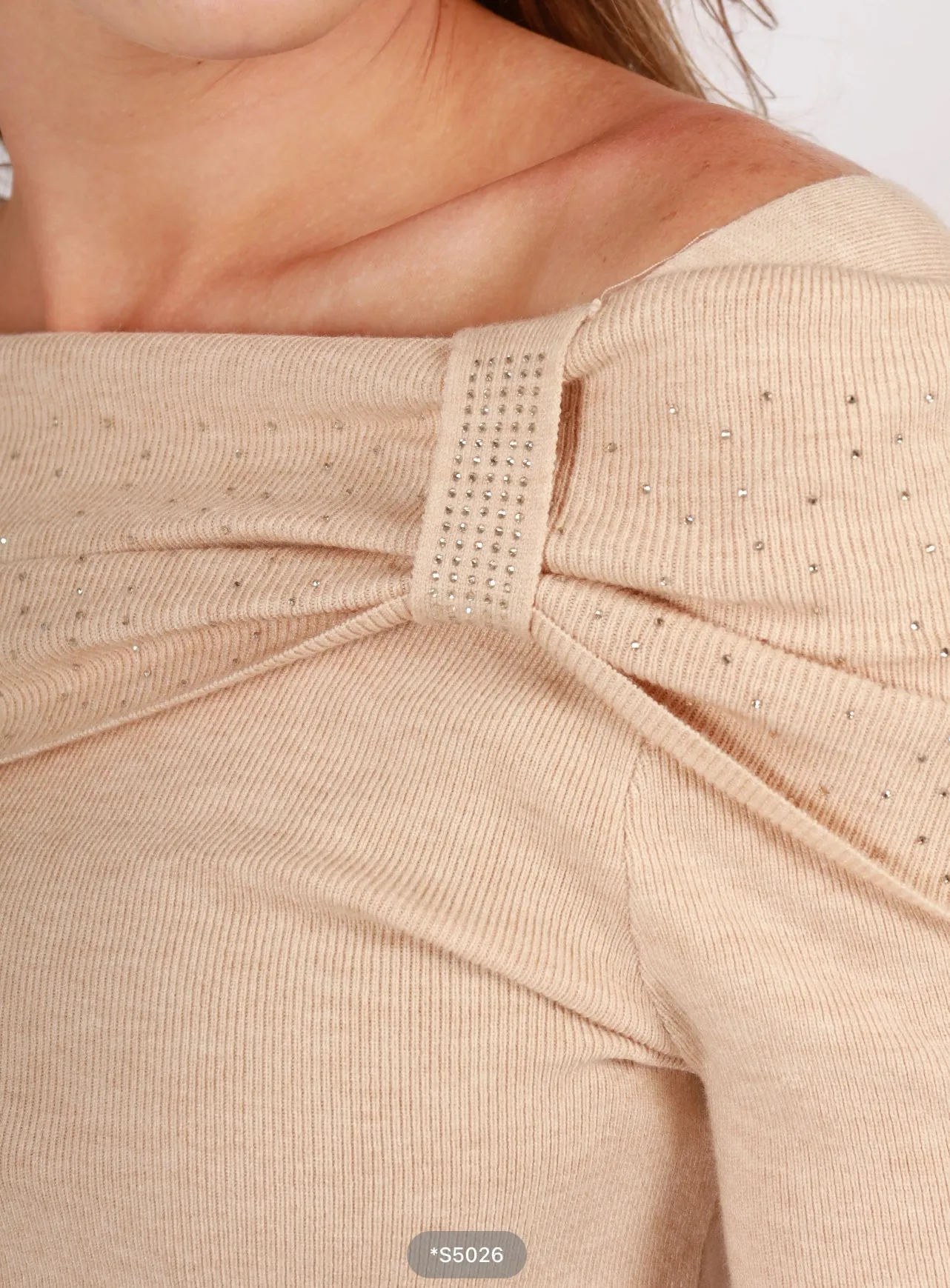 SALE Off the Shoulder Top- Beige