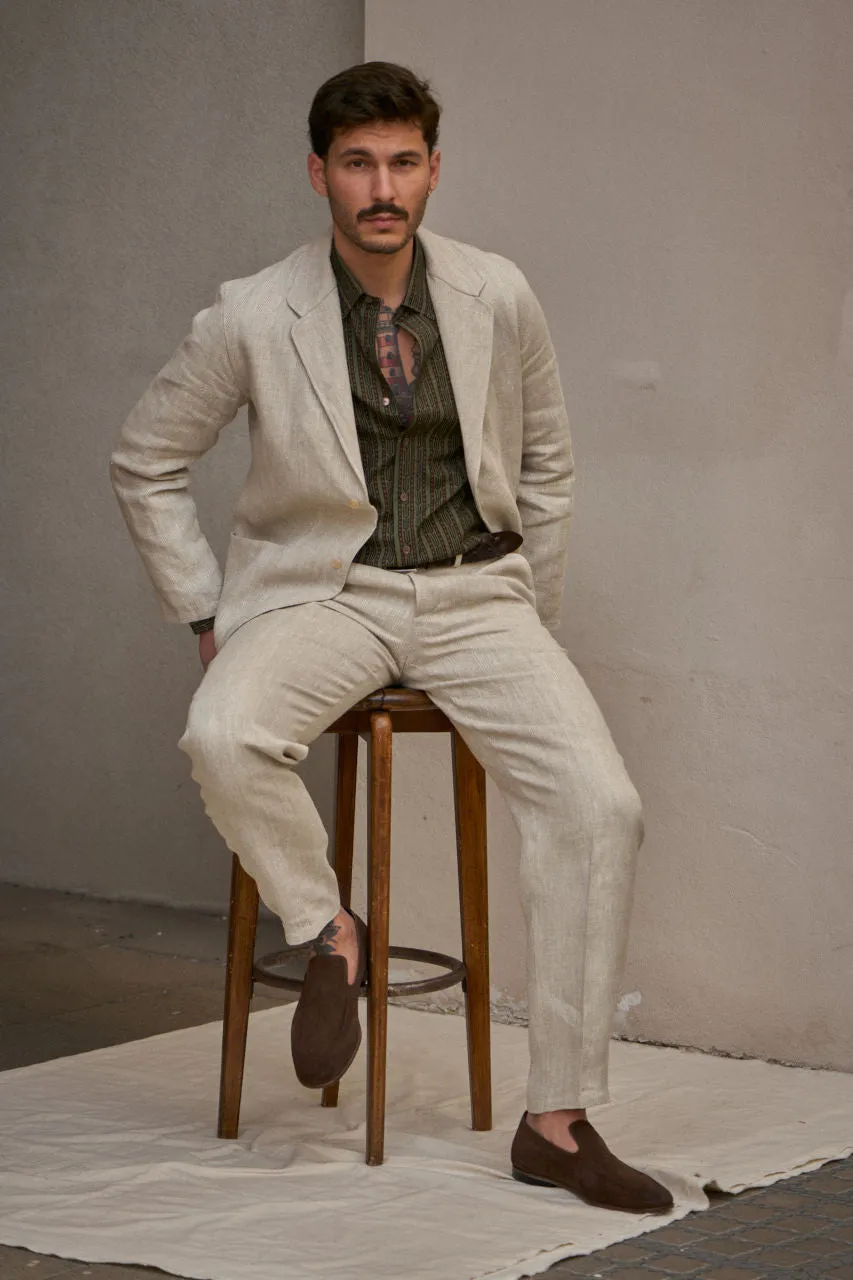 Salvatore Piccolo Jacket Chiaia KS96 Herringbone Linen