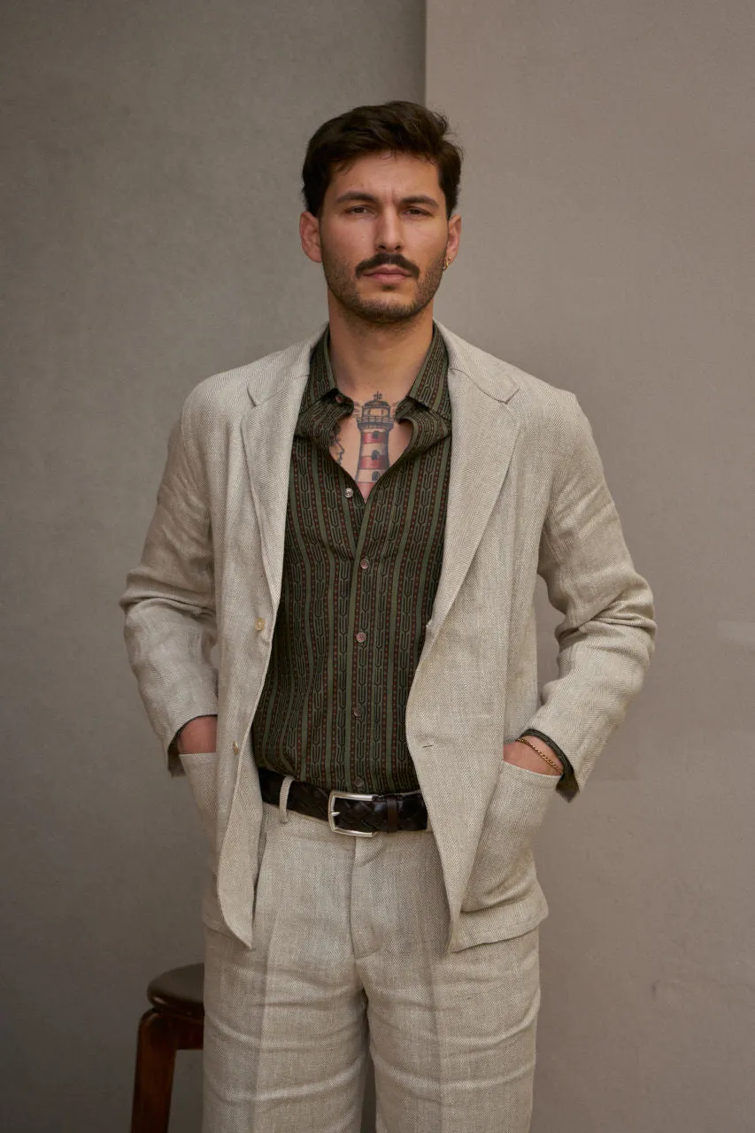 Salvatore Piccolo Jacket Chiaia KS96 Herringbone Linen