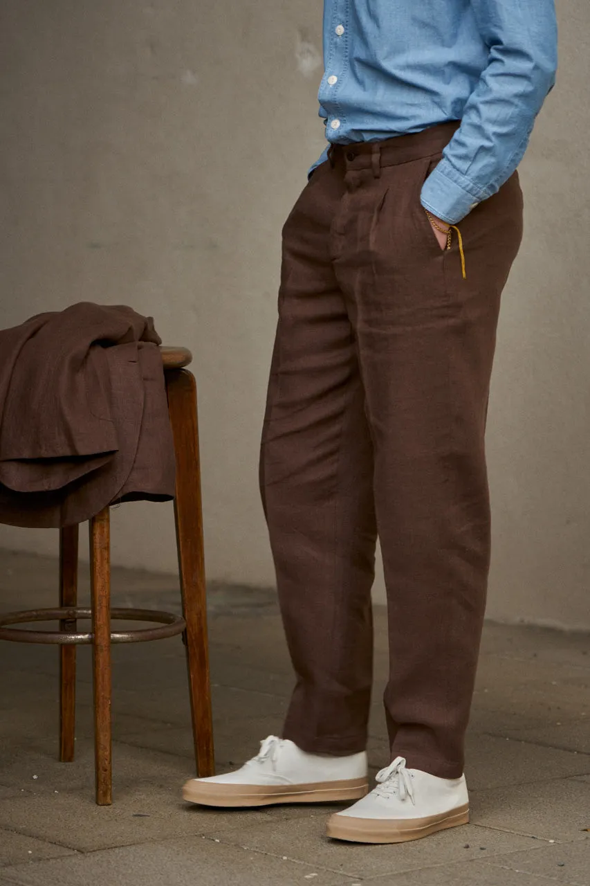 Salvatore Piccolo Pants Marcello BMN13 Linen Brown