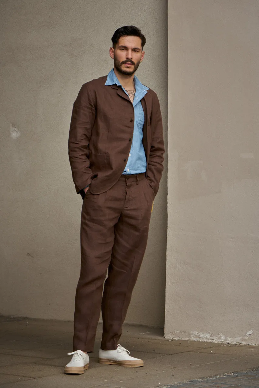 Salvatore Piccolo Pants Marcello BMN13 Linen Brown
