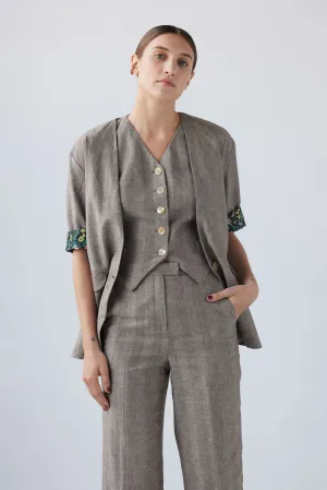 Sandra Jacket in Linen Herringbone