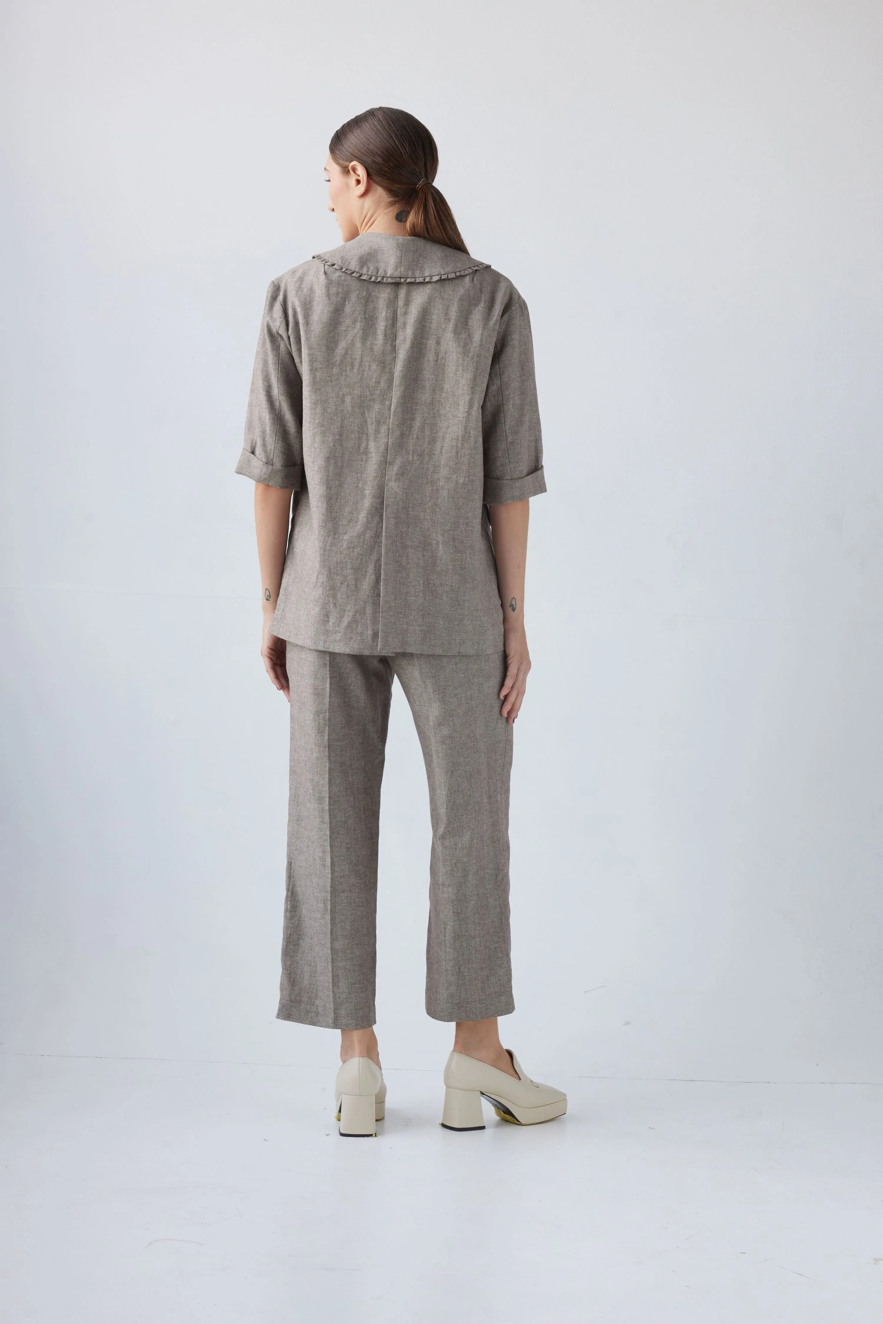 Sandra Jacket in Linen Herringbone