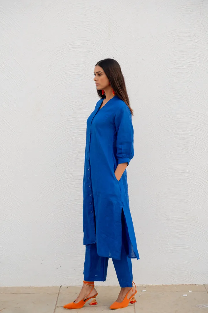 Sapphire Linen buttondown Kurta Set