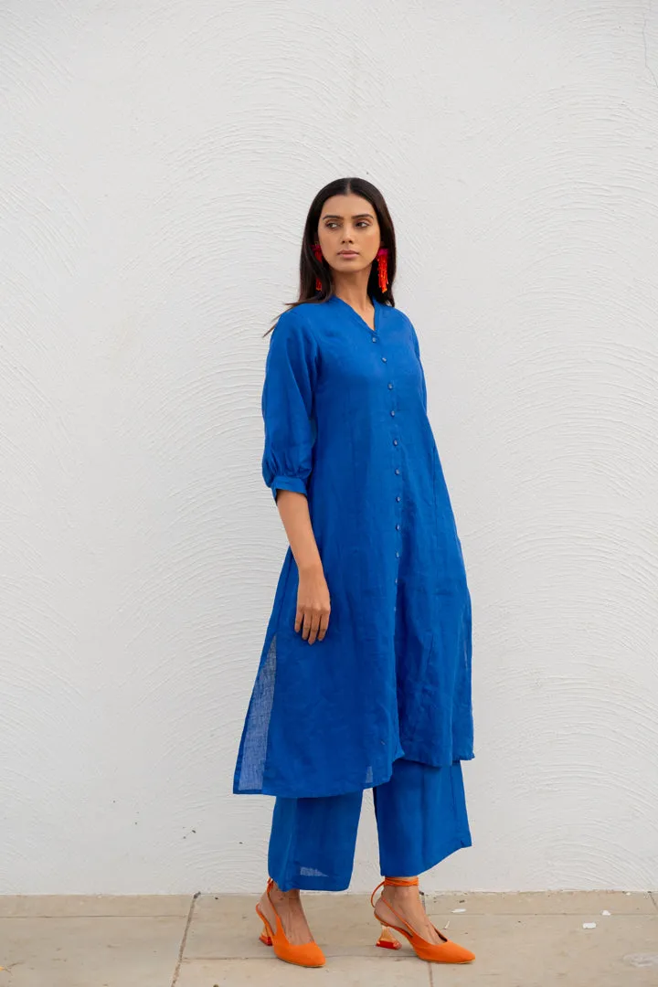 Sapphire Linen buttondown Kurta Set
