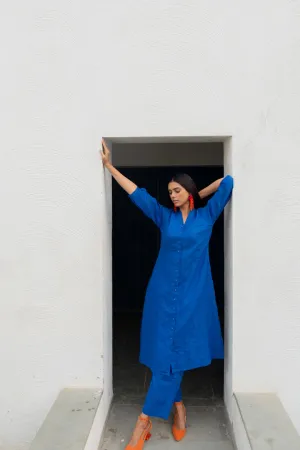 Sapphire Linen buttondown Kurta Set