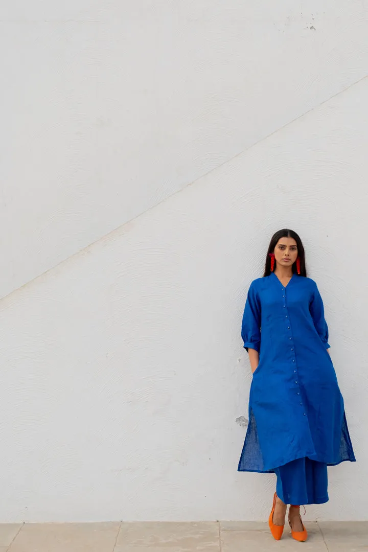 Sapphire Linen buttondown Kurta Set