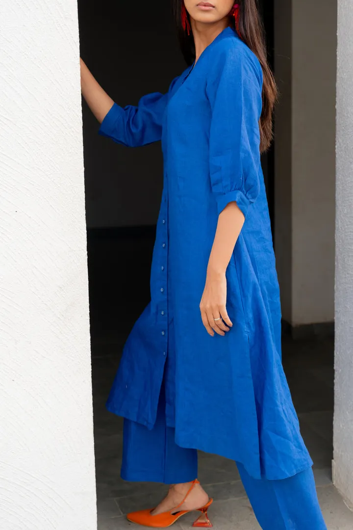 Sapphire Linen buttondown Kurta Set