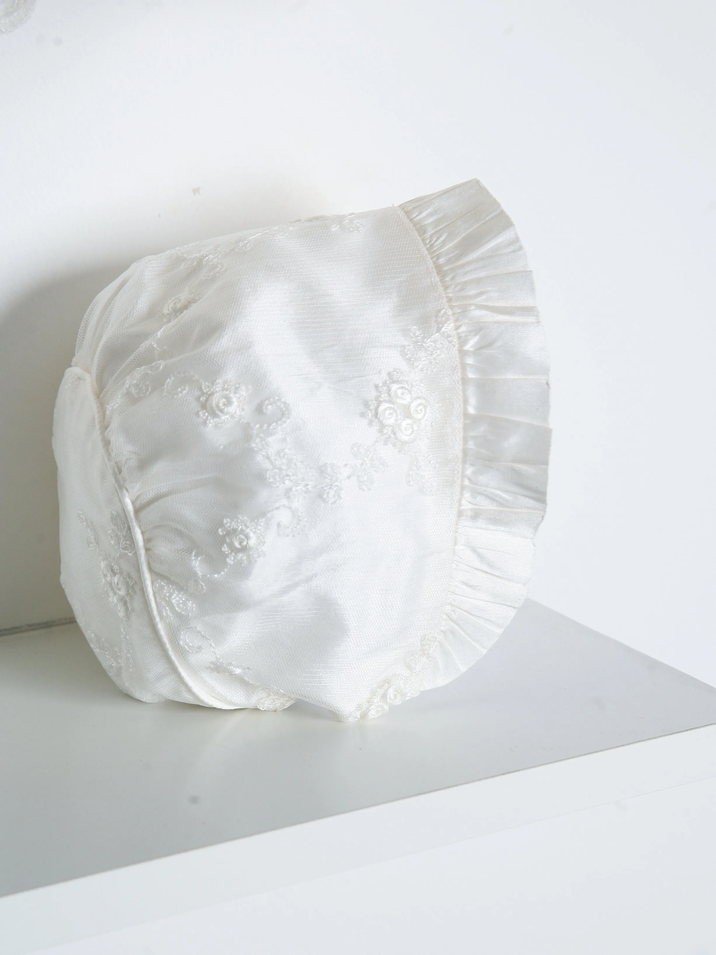 Sarah Louise Ivory Silk Floral Occasion Dress & Bonnet