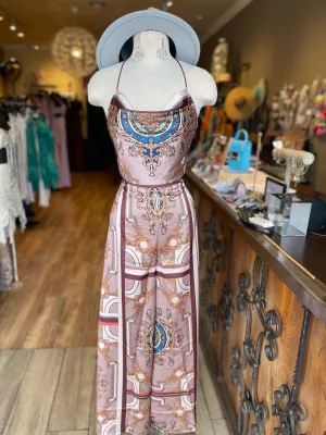 Satin Printed Pants Set