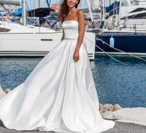Satin Wedding Dress A-line Plus Size
