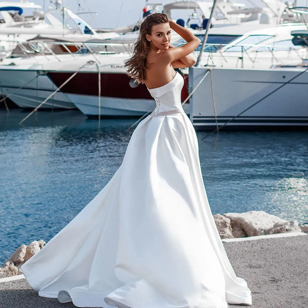 Satin Wedding Dress A-line Plus Size
