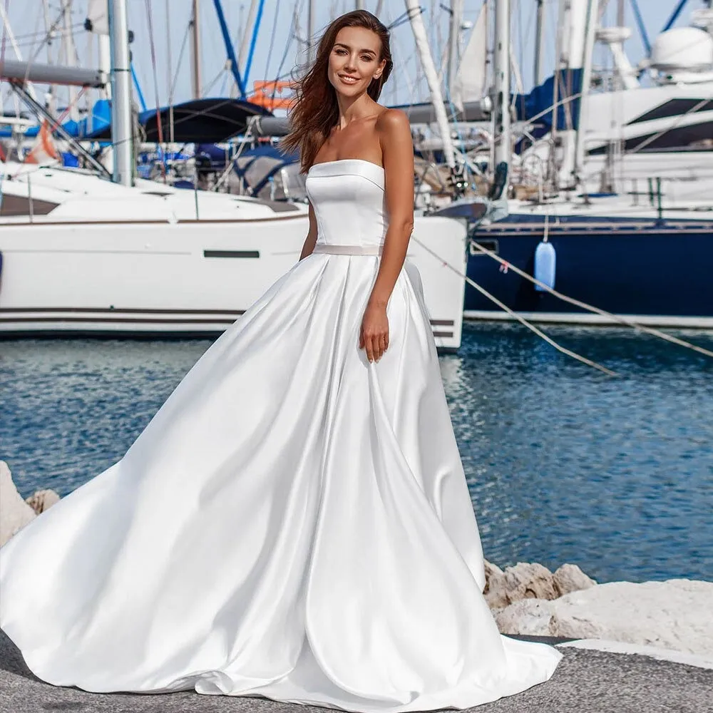 Satin Wedding Dress A-line Plus Size
