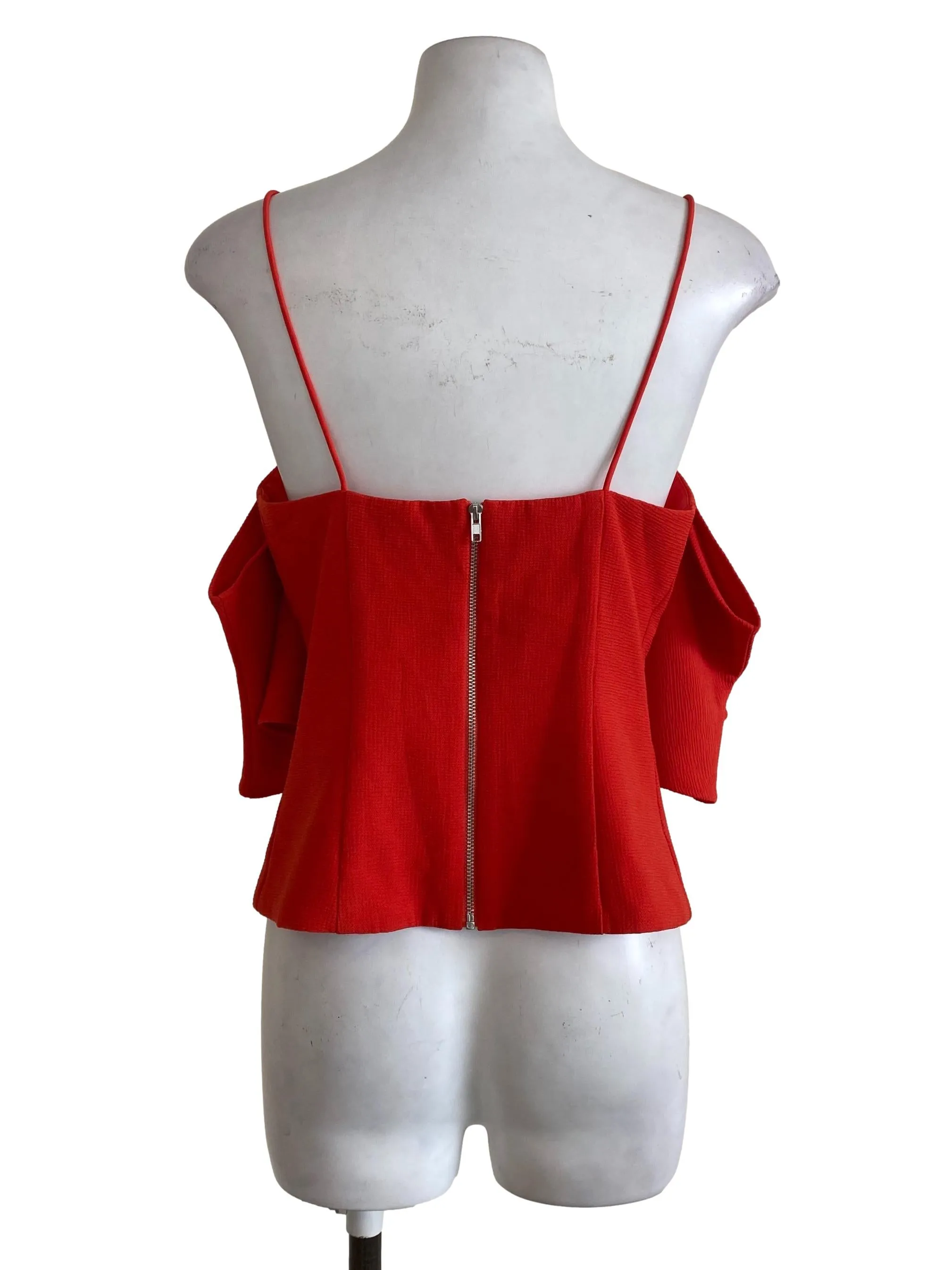 Scarlet Red Overlap Shoulder Crop Top