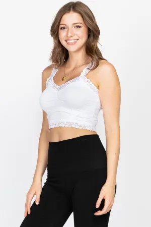Seamless Lace Trim Corset Bralette