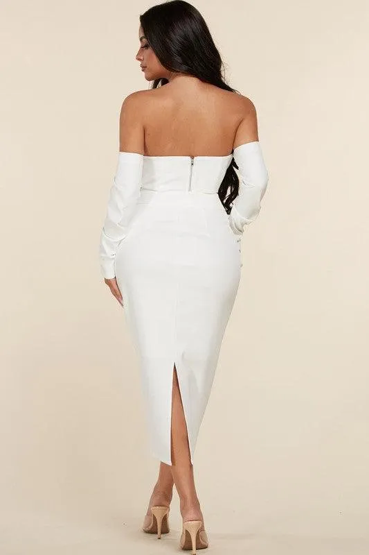 Sexy & Chic 2pc Off-Shoulder Crop Top and Midi Skirt set