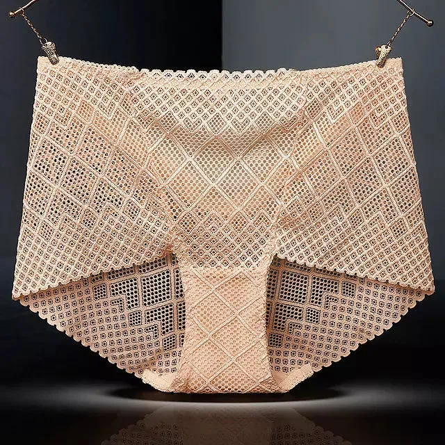 Sexy Lace Mesh Silk Cotton Briefs