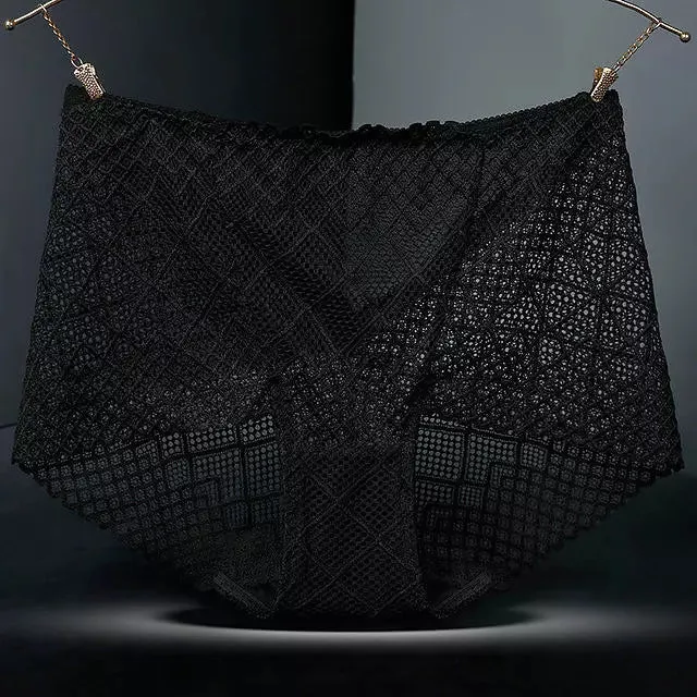 Sexy Lace Mesh Silk Cotton Briefs