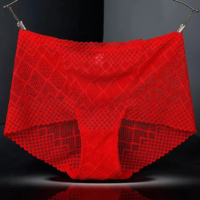 Sexy Lace Mesh Silk Cotton Briefs