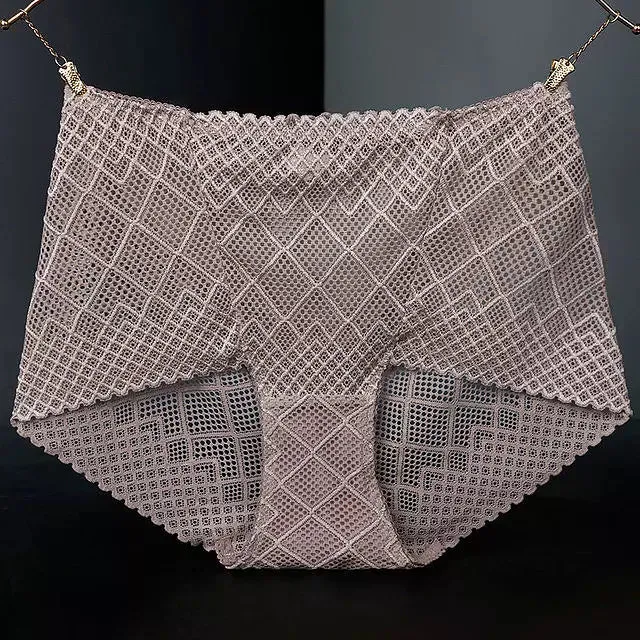 Sexy Lace Mesh Silk Cotton Briefs