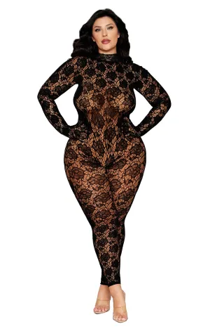 Sexy Plus Size Lace Gloved Bodystocking