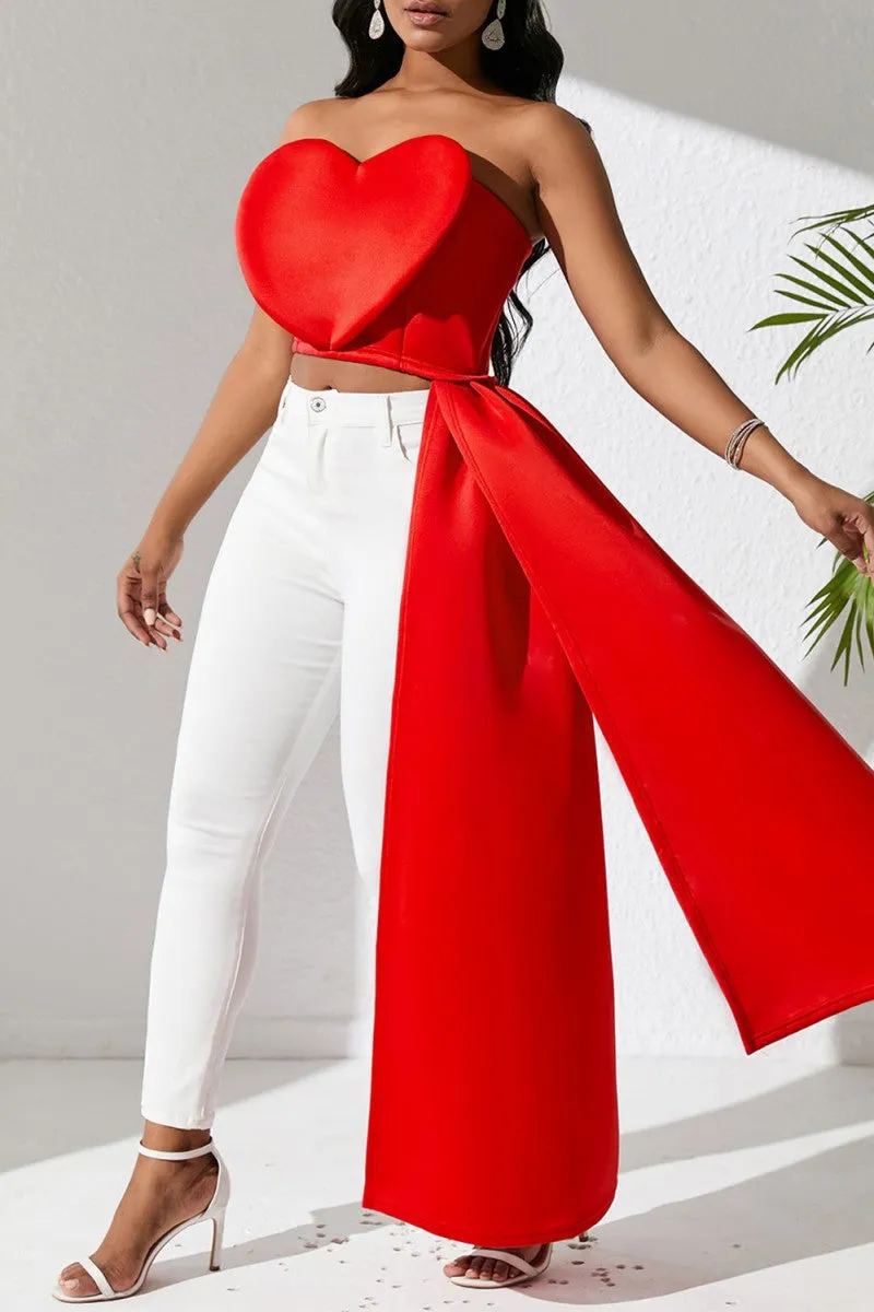 Sexy Solid Backless Asymmetrical Strapless Tops