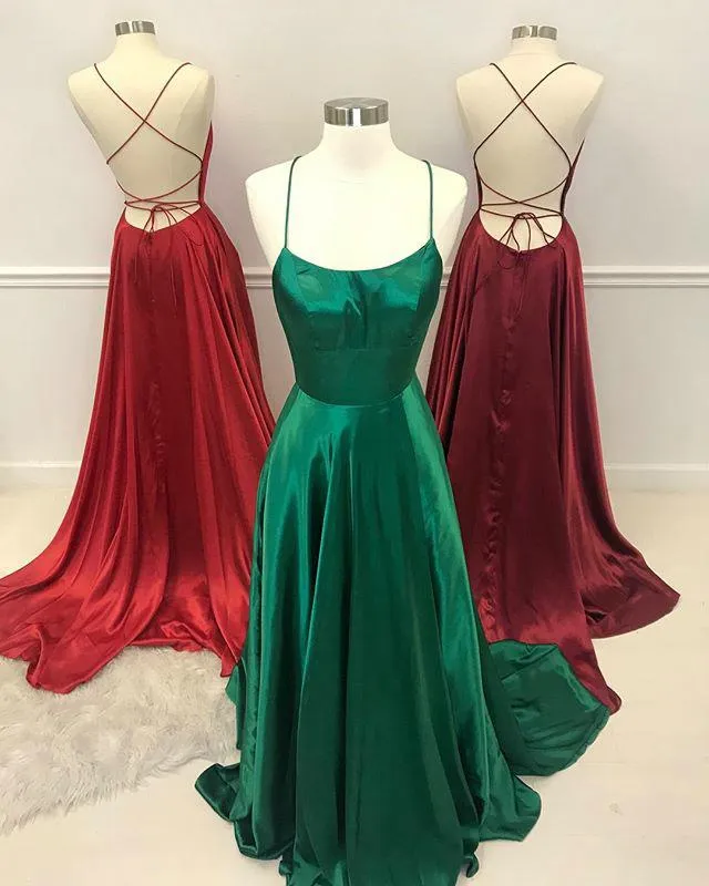 Sexy Spaghetti Straps Red Prom Dresses 2018 New Split Side Long Party Gowns Evening