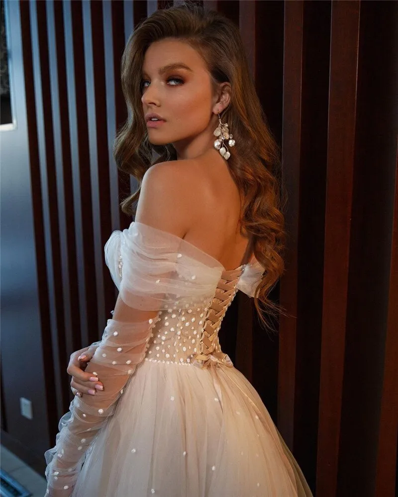 Sexy Wedding Dresses Plus Size Corset Back Champagne High Split Side