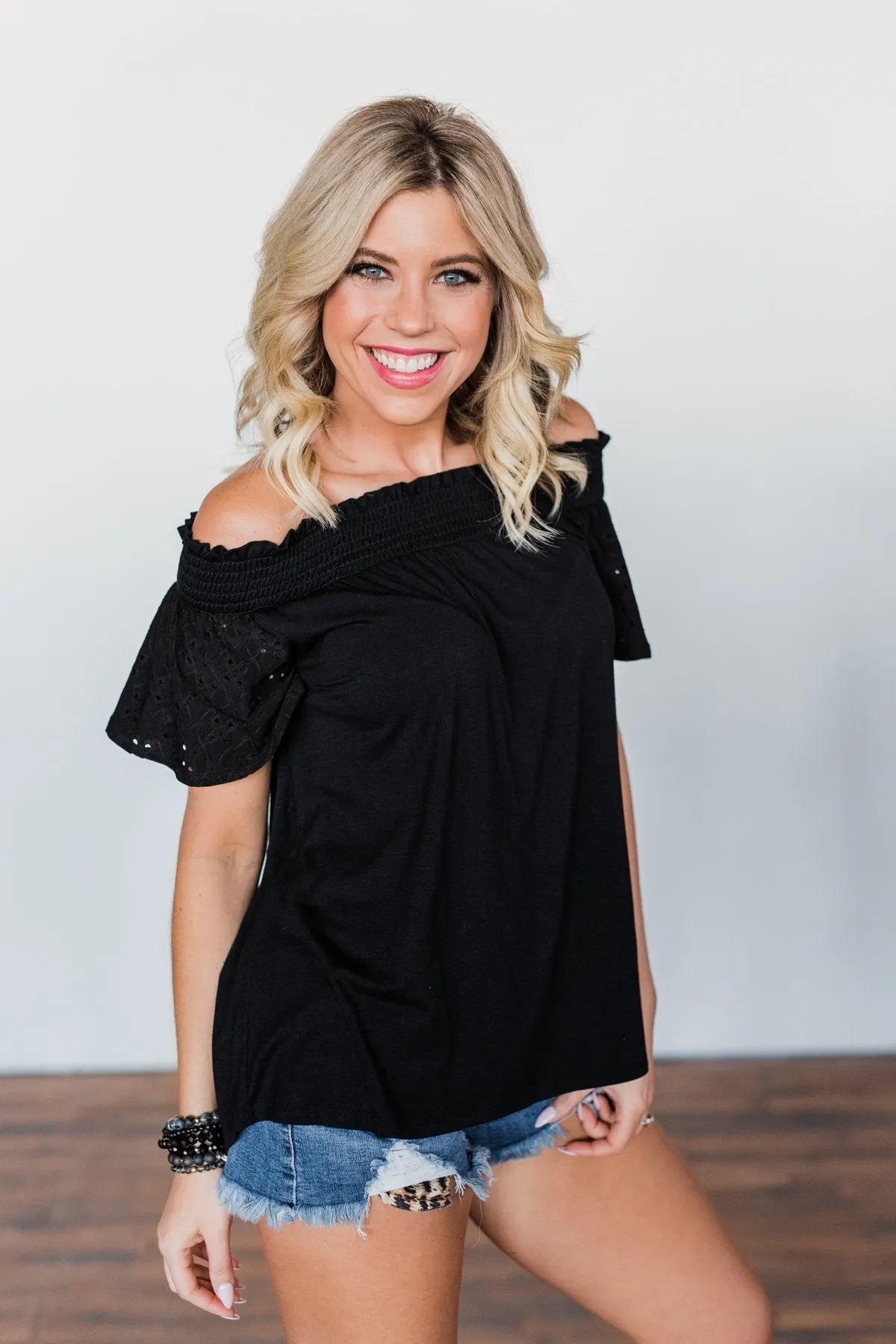 Share Your Dreams Off The Shoulder Top- Black
