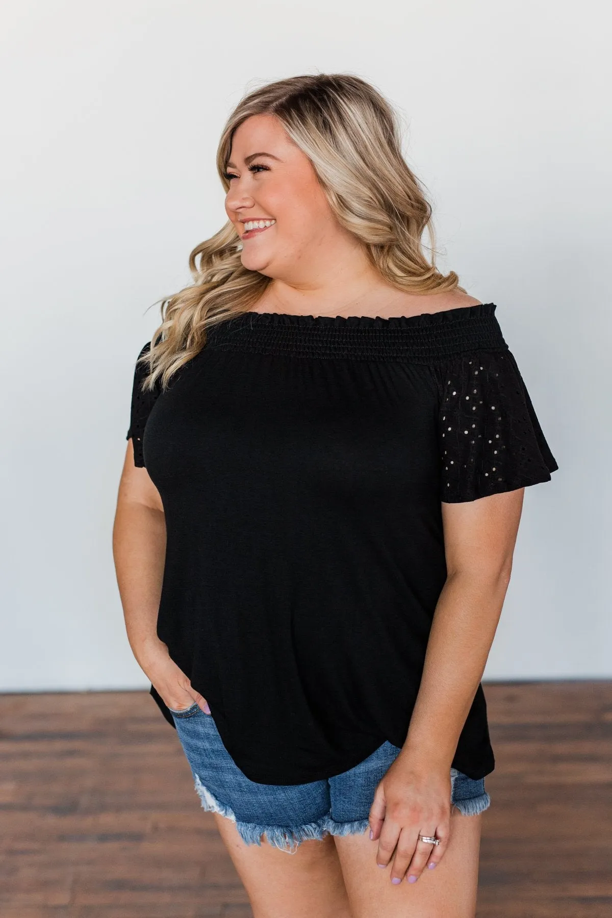 Share Your Dreams Off The Shoulder Top- Black